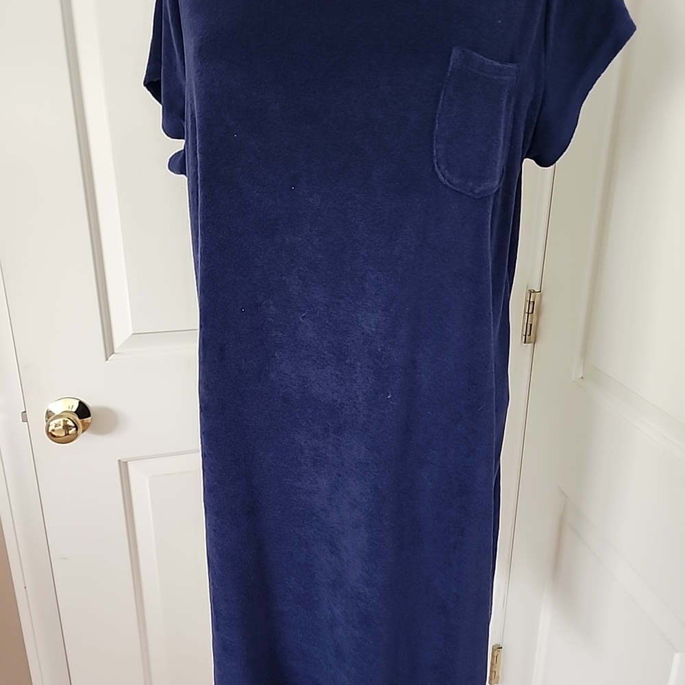 Lands End Navy Terrycloth Ss Dress Sz L